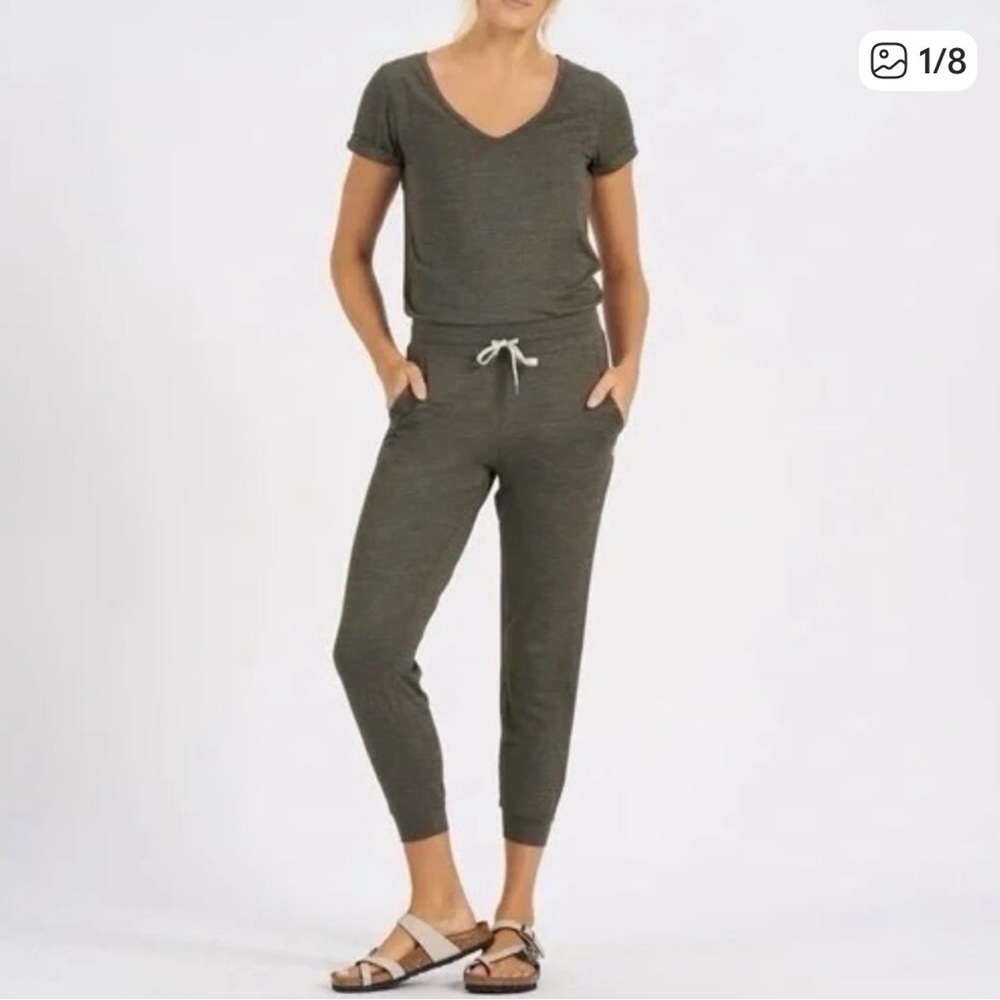 Vuori Olive Green Short-Sleeve Relaxed Jumpsuit